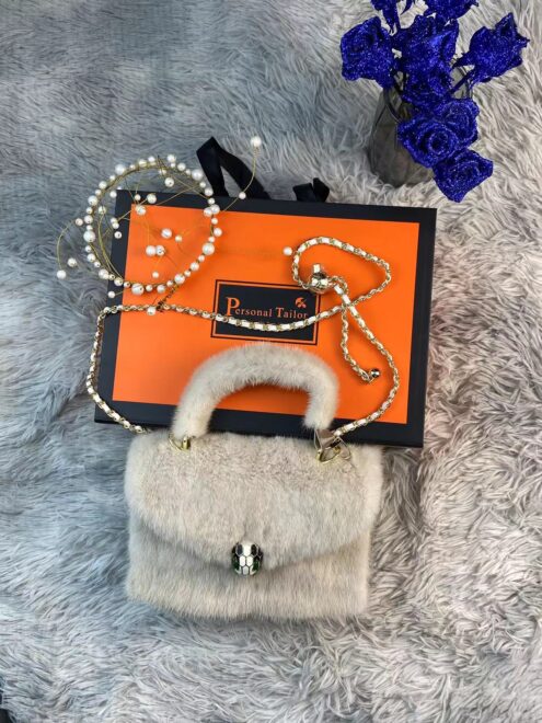 CS-F414 Mink milk tea color fur bag