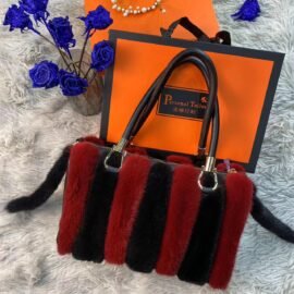 CS-J912 Mink black and red stitched fur bag