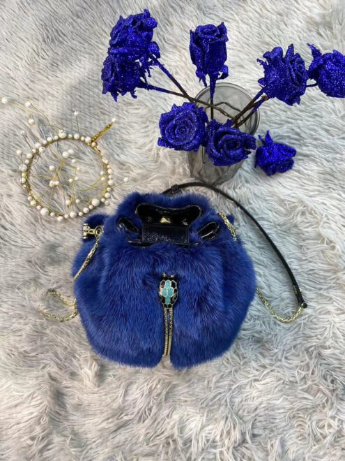 CS-I335 Mink blue fur bag