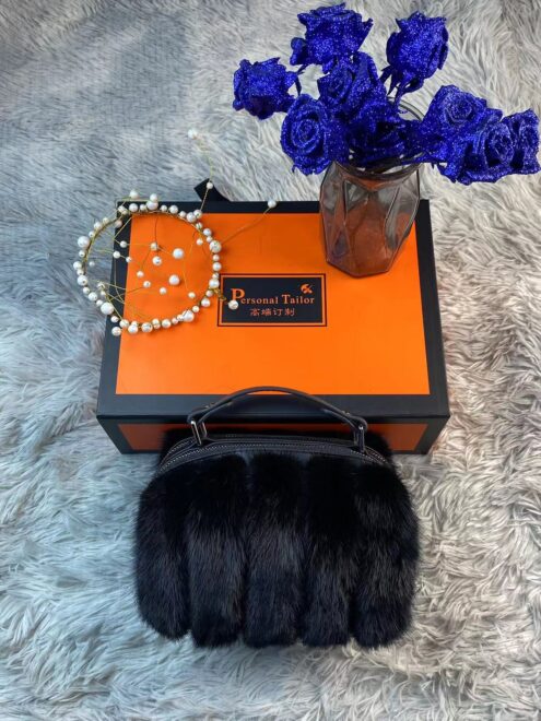 CS-V9116  Mink black fur bag
