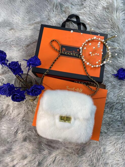 CS-B161 White mink fur bag