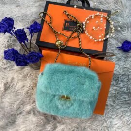 CS-B131 blue mink fur bag