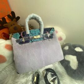 WFCS-S1909 Grey Mink Fur Bag