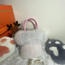 WFCS-W9189-7 Light pink mink fur bag