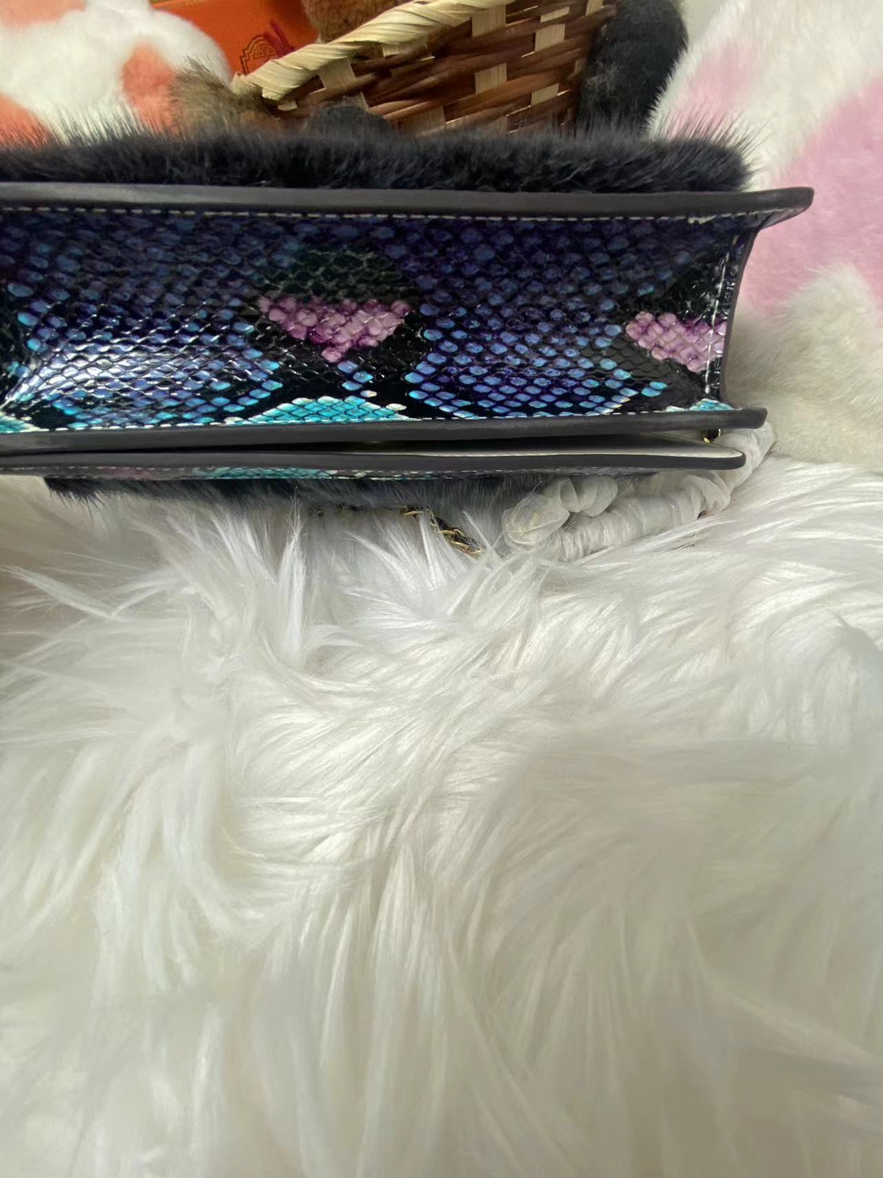 WFCS-TY669 Mink Iron Grey Fur Bag - Image 3