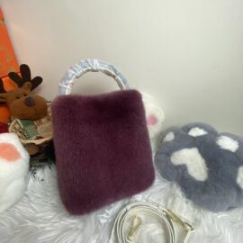 WFCS-E5739 Mink Vintage Red Fur Bag