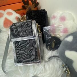 WFCS-B1905 Karaku wool black fur phone bag