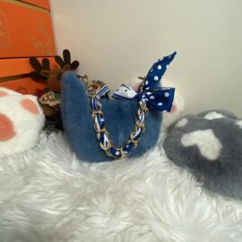 WFCS-BN508 Navy blue mink fur bag