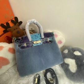 WFCS-A1908 Haze blue mink fur bag